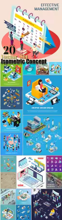 20 Isometric Concept Composition Vector Illustrations