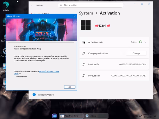 Windows 11 Pro Lite 25H2 Build 26200.7922 D3viL Edition