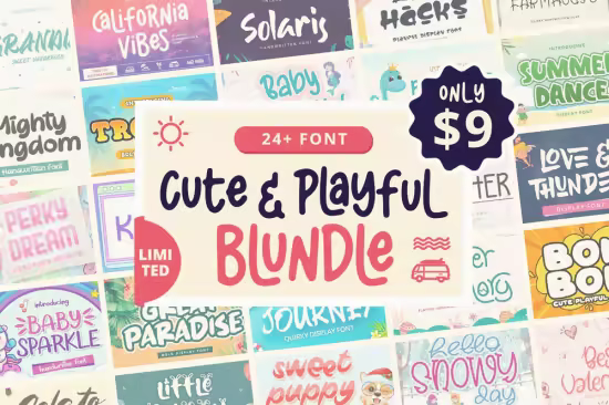 Cute &amp; Playful Font Bundle - 26 Premium Fonts