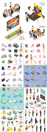 Isometric icons vector design