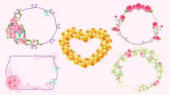 5 Vector Floral Frames