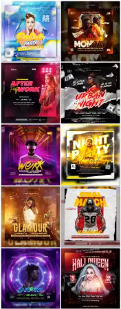 Flyer social media post, psd banner set vol 219
