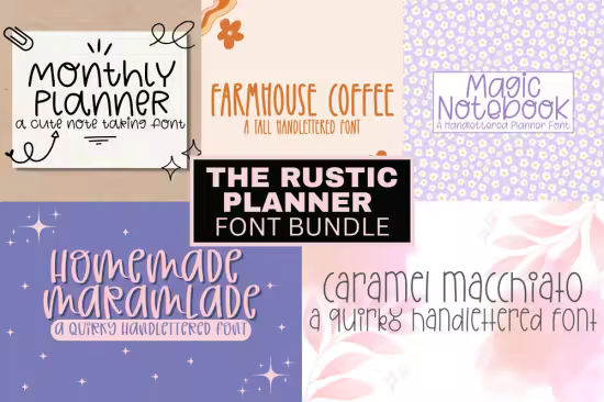 The Rustic Planner Font Bundle - 5 Premium Fonts