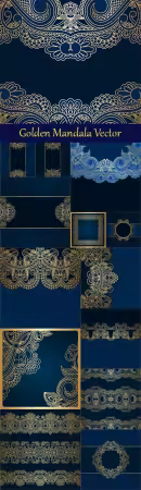 Vector backgrounds with golden mandala decor
