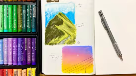 Oil Pastel Landscapes for Beginners: Dreamy Skies &amp; Mountain