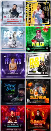 Flyer social media post, psd banner set vol 224