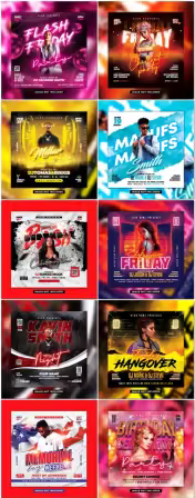 Flyer social media post, psd banner set vol 244