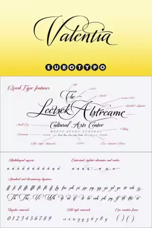 Valentia - Script is Based on Copperplate Style $59