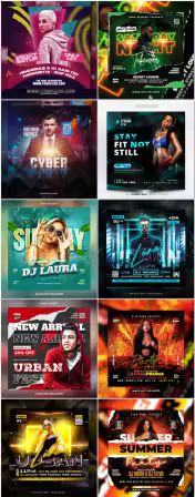 Flyer social media post, psd banner set vol 257