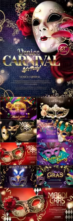 Carnival Mardi Gras vector set