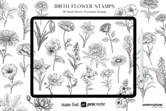 Birth Flower Stamp Brushes for Procreate