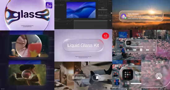 Liquid Glass Transition &amp; UI KIT - After Effects Projects