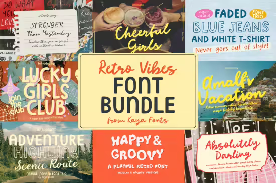 Retro Vibes Handwritten Font Bundle - 13 Premium Fonts