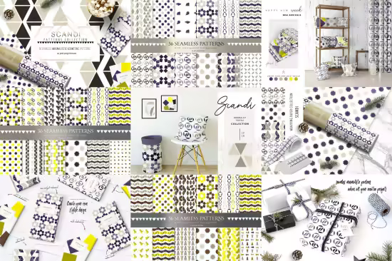 36 Seamless Minimalistic Geometric Patterns for[Illustrator/Photoshop]