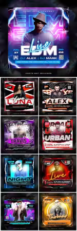 Flyer social media post, psd banner set vol 198