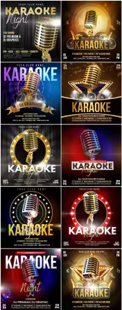 Karaoke night party for social media psd flyer template