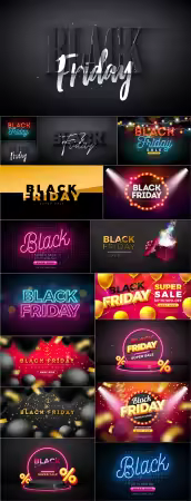 Black friday sale vector illustration set