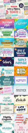 Cute &amp; Playful Font Bundle - 26 Premium Fonts