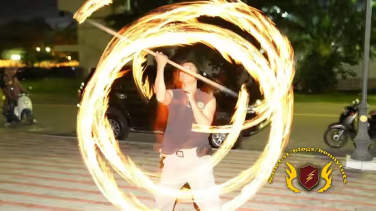 Spinning and swing long baton for control weapons