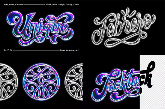 Acid Glass Chrome - Photoshop Text Effect