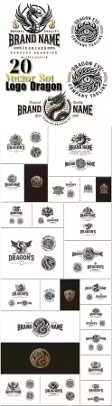 Vintage logo beast dragon fire illustration logo for business company