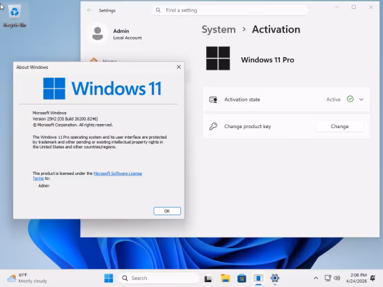 tiny11 Core 25H2 Build 26200.8246 Multilingual Preactivated