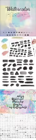 390+ Watercolor Photoshop Brushes Pack