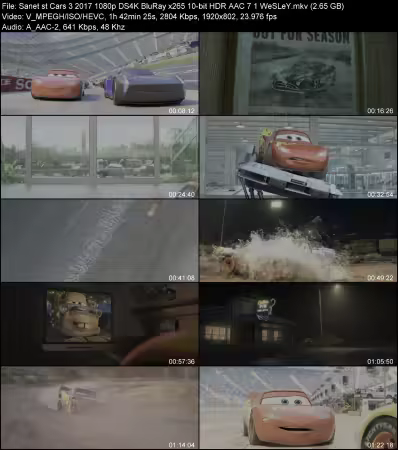 Cars 3 2017 1080p DS4K BluRay x265 10-bit HDR AAC 7.1 WeSLeY
