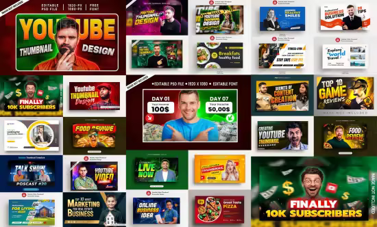 25+ Creative YouTube Thumbnail PSD Templates