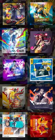Flyer social media post, psd banner set vol 266