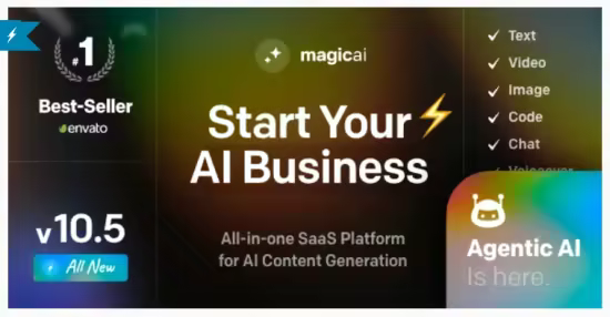 Codecanyon - MagicAI v10.6 - OpenAI Content, Text, Image, Video, Chat, Voice, and Code Generator as SaaS 45408109