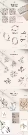 INKED FLOWERS Line Art Set
