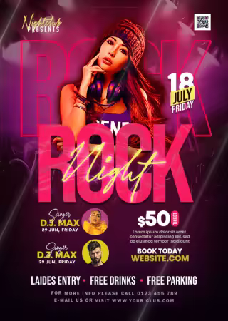 Night Club Rock Music Party Flyer PSD