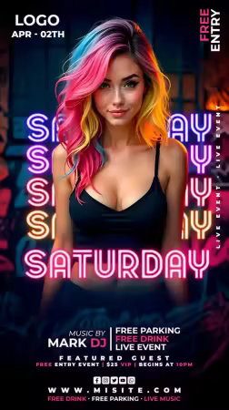 Flyer party psd design template, night club, dj party vol 5