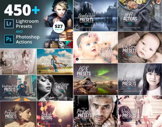 450+ Lightroom Presets &amp; Photoshop Actions Bundle