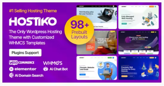 Themeforest - Hostiko v94.4.5 - Hosting WordPress &amp; WHMCS Theme 20786821