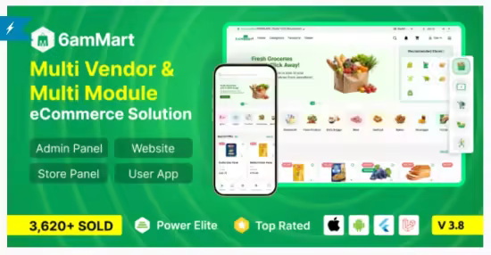 Codecanyon - 6amMart v3.8 - Multivendor Food, Grocery, eCommerce, Parcel, Pharmacy delivery app with Admin &amp; Website - NULLED