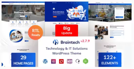 Themeforest - Braintech v2.7.9 - Technology &amp; IT Solutions WordPress Theme 29621951