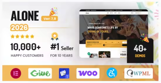 Themeforest - Alone v7.9.2.3 – Charity Multipurpose Non-profit WordPress Theme 15019939