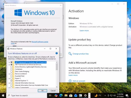 Windows 10 Pro 22H2 build 19045.7184 Preactivated Multilingual April 2026