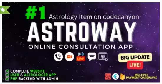 Codecanyon - Astroway v2.8 - Complete Astrology Consultation App with Chat, Calling, e-Puja, Shop &amp; AI Chat 50933419