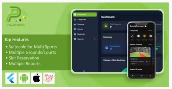 Codecanyon - Playora v1.0 - Multi-Sport Ground &amp; Court Booking Mobile App with Laravel Admin 61872102