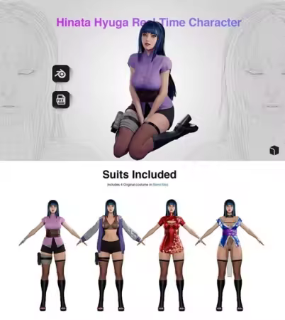 Artstation - Hinata Hyuga - Game Ready 3D model
