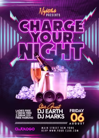 Club Music Event Party Invitation Flyer PSD
