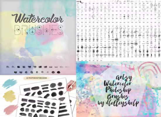 390+ Watercolor Photoshop Brushes Pack