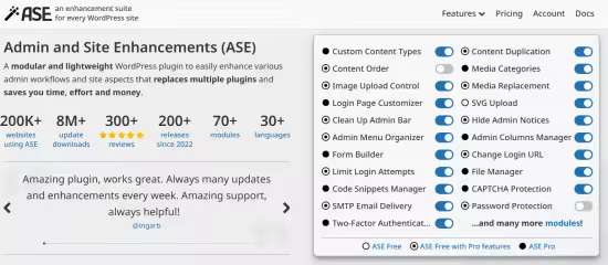 Admin and Site Enhancements (ASE) Pro v8.6.1
