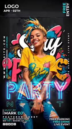 Flyer party psd design template, night club, dj party vol 10