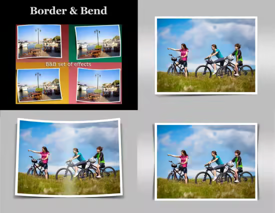 Border &amp; Bend Photoshop Actions with Shadows