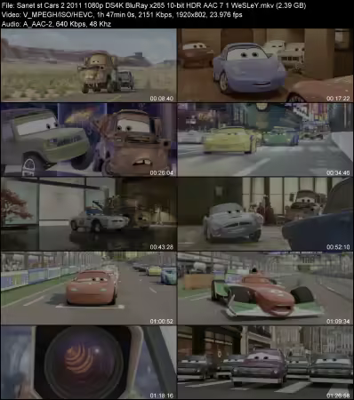 Cars 2 2011 1080p DS4K BluRay x265 10-bit HDR AAC 7.1 WeSLeY