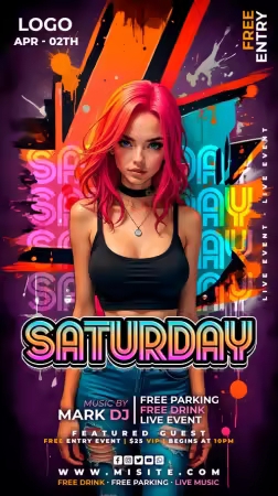 Flyer party psd design template, night club, dj party vol 9